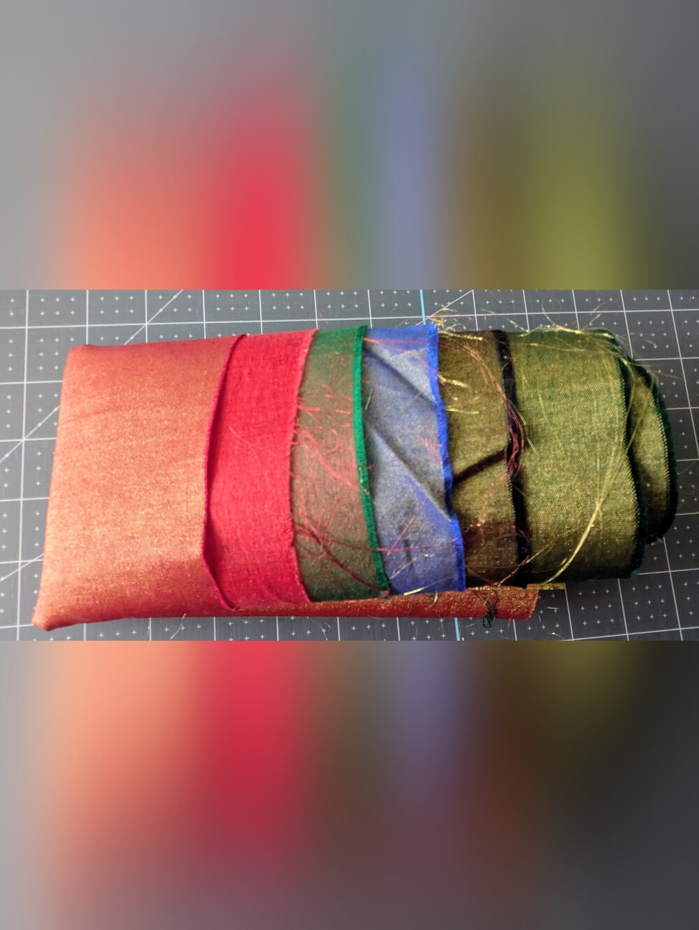 Variety Pack of Six Remnants of Dupioni Silk Fabrics Each 17x10.5 Inches